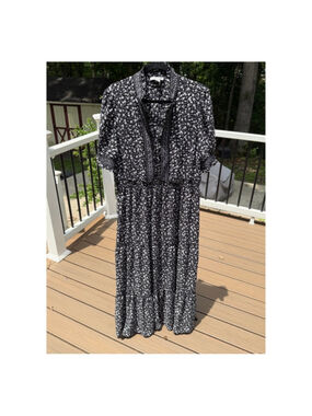 London Style Collection Black White Floral Maxi Dress Size 18